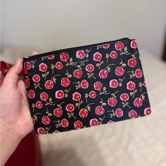 Kate Spade Rose Red Reversible Tote with Floral Pouch - Picture 4 of 6